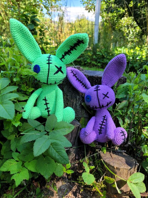 Creepy Bunny Crochet Pattern – Beginner-Friendly Amigurumi PDF Tutorial – Spooky Toy with Button Eye, Voodoo - Image 3