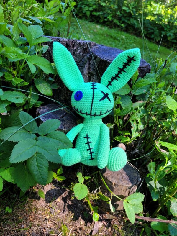 Creepy Bunny Crochet Pattern – Beginner-Friendly Amigurumi PDF Tutorial – Spooky Toy with Button Eye, Voodoo - Image 5