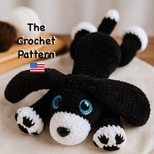 Cuddly Puppy Crochet Pattern – Soft Plush Dog PDF – Beginner-Friendly Amigurumi – Big Fluffy Toy with Himalaya Dolphin Baby Yarn