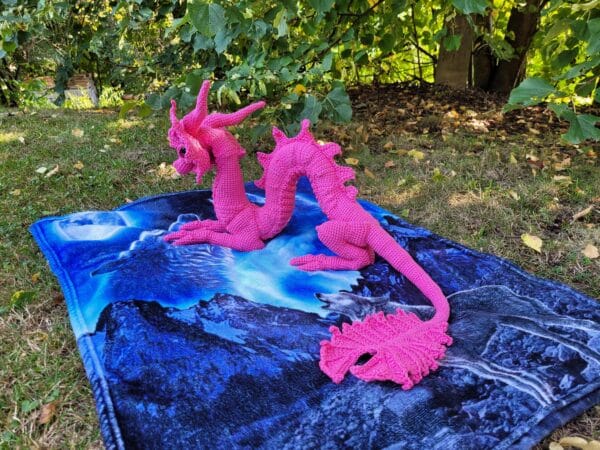 The Pink Asian Dragon crochet  Lady handmade dragon 120cm - Image 5
