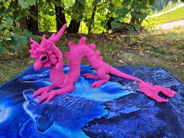 The Pink Asian Dragon crochet  Lady handmade dragon 120cm - Image 7