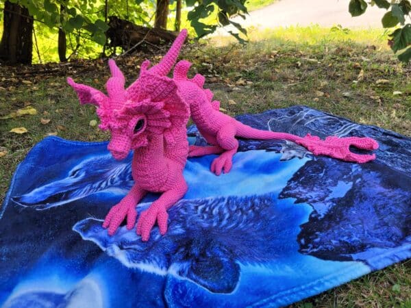 The Pink Asian Dragon crochet  Lady handmade dragon 120cm - Image 8