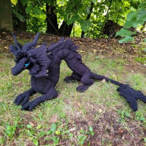 Midnight Guardian: The Black Asian Dragon crochet handmade dragon 120cm