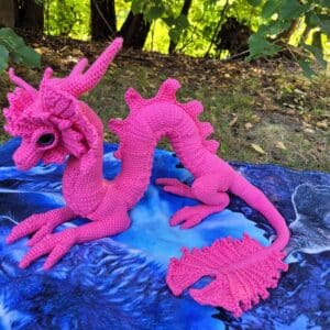 The Pink Asian Dragon crochet  Lady handmade dragon 120cm