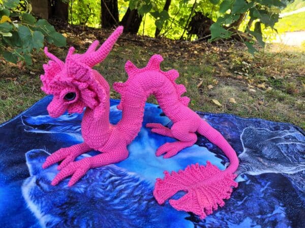 The Pink Asian Dragon crochet  Lady handmade dragon 120cm