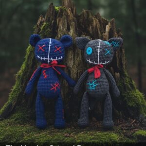 Creepy Voodoo Bear & Cat – Amigurumi Crochet Pattern PDF | Cute Gothic Dolls